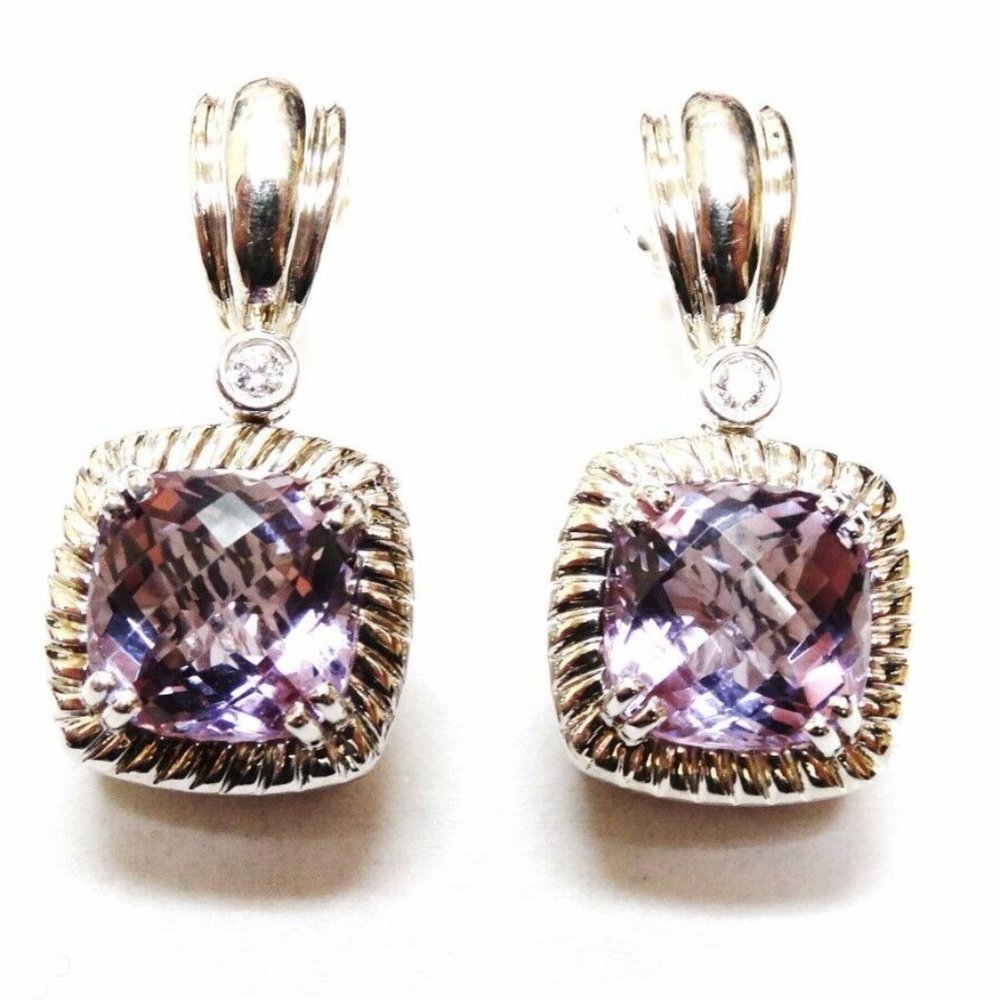 CHARLES KRYPELL .925 14K Gold Amethyst Dia Earring